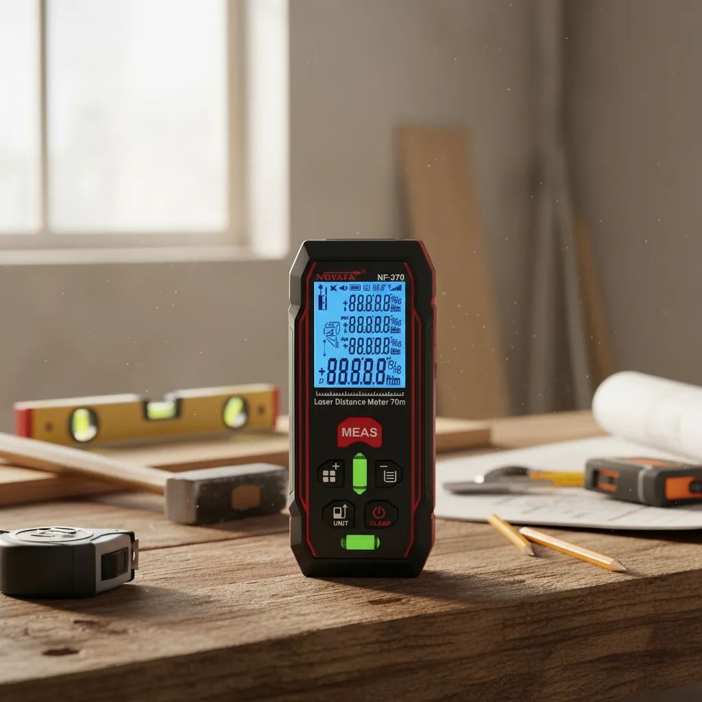 Medidor distanciometro Láser Digital NF-270 hasta 70 metros funciona con 3 Pilas AAA (no incluidas) m/inch