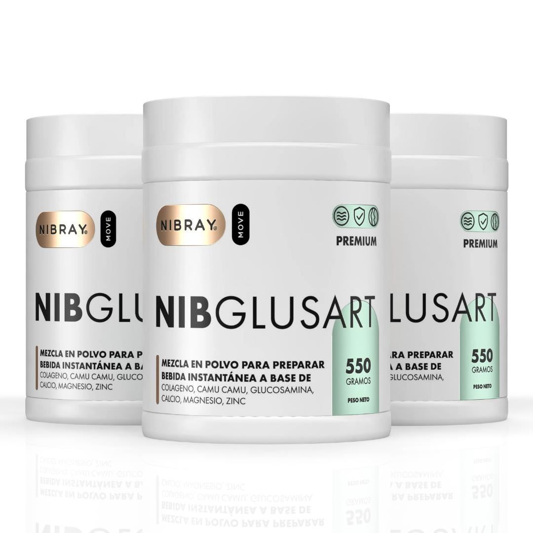 Colageno Hidrolizado con Glucosamina 550 gr Pack 3x2 NibGlusart Premium