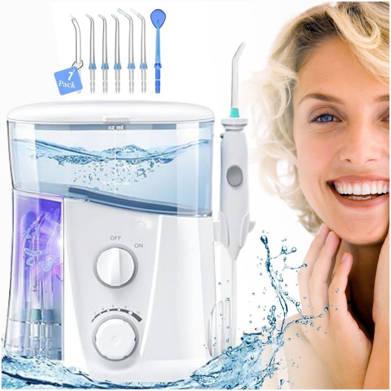 Irrigador Dental Profesional 7 Boquillas 1000 ml Limpieza Bucal y 10 niveles