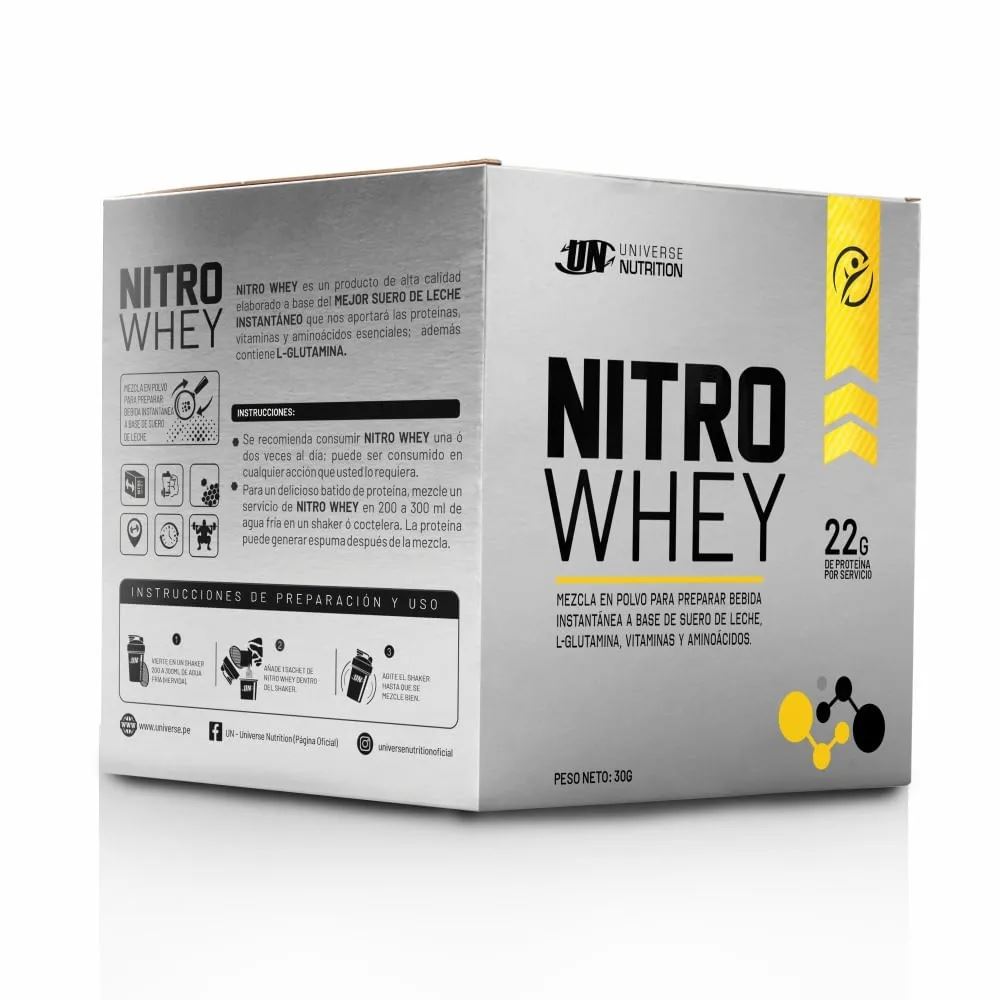 PROTEÍNA NITRO WHEY CAJA 10 SACHETS UNIVERSE NUTRITION COOKIES