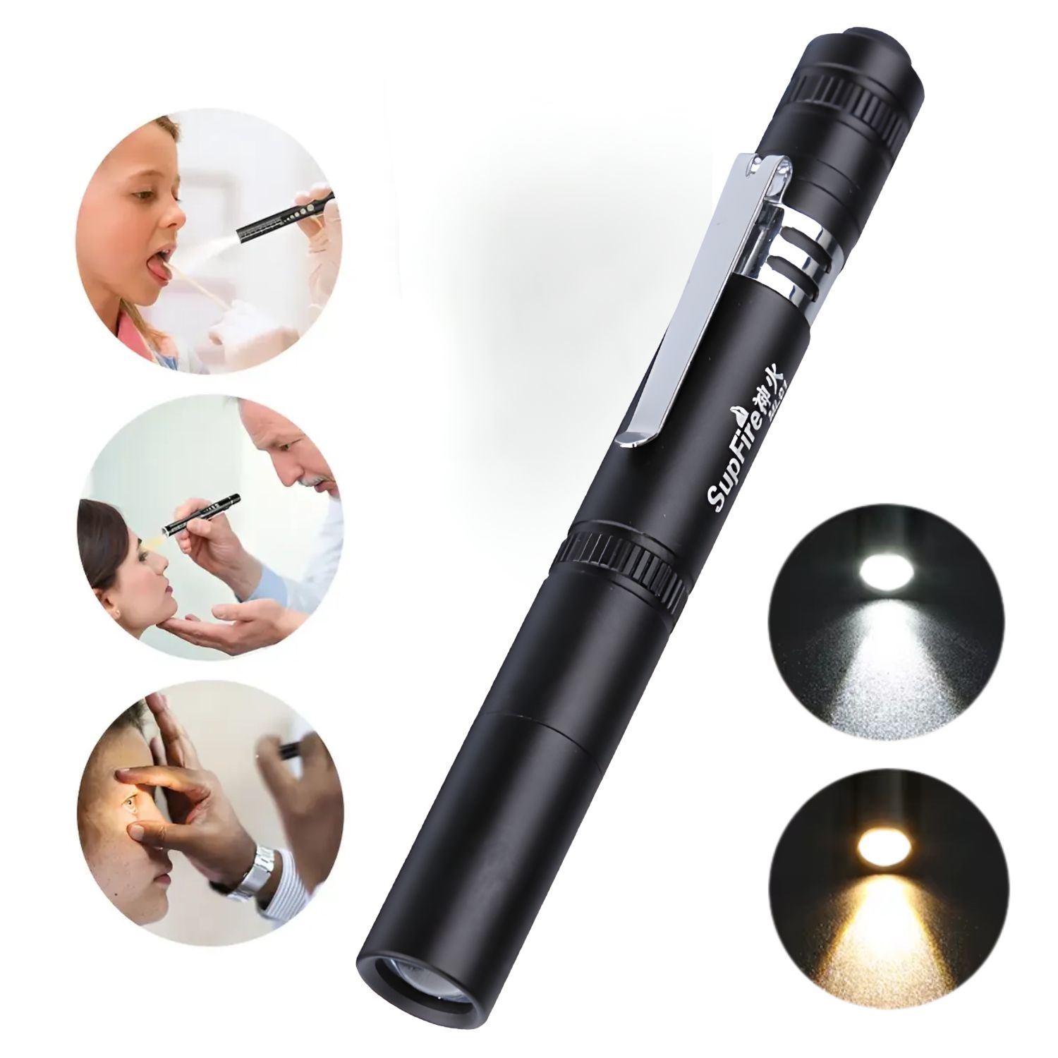 Linterna Médica Tipo Bolígrafo Luz Blanca y Amarilla Para Diagnóstico Clínico Profesional Portátil