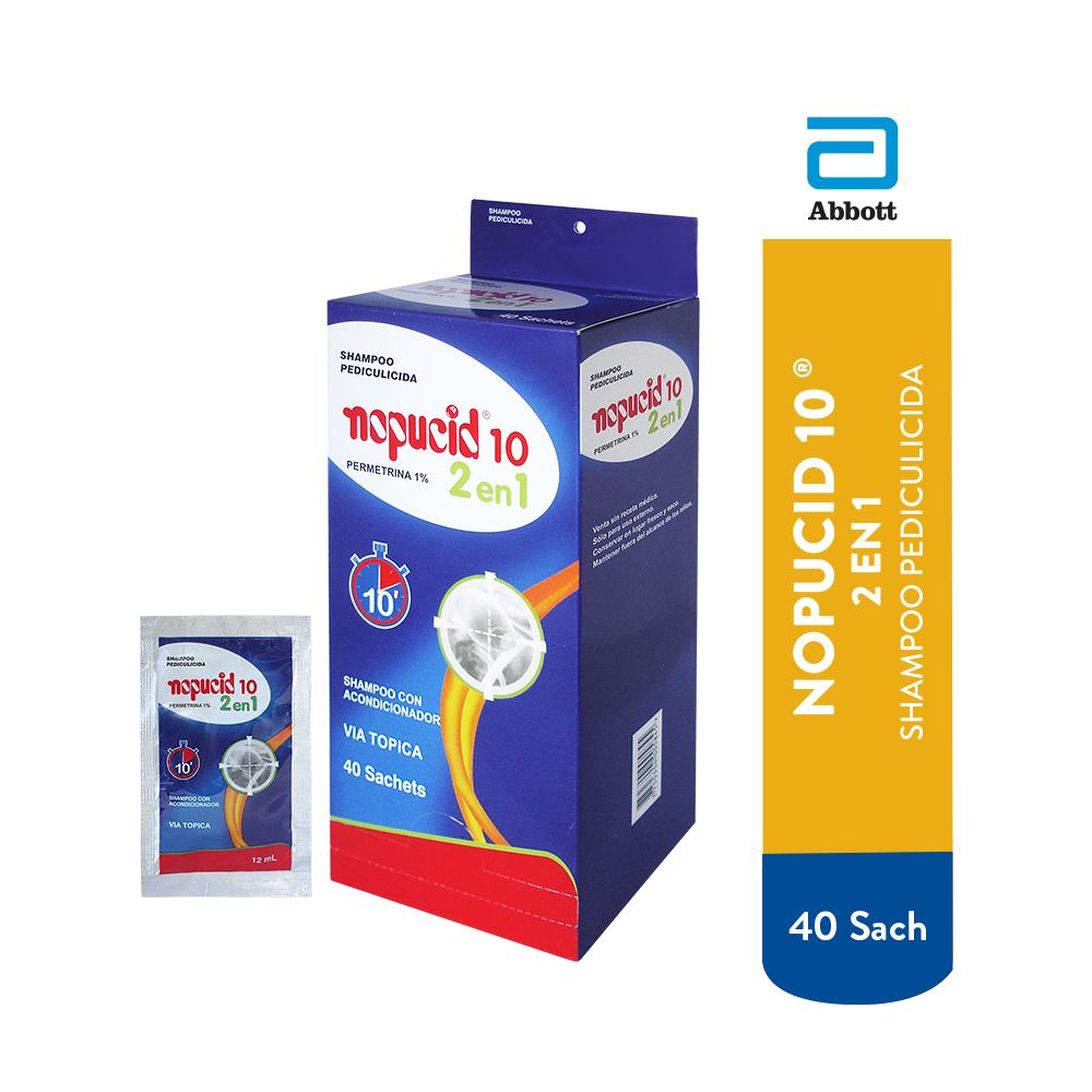 Nopucid 10 2 en 1 Shampoo x 40 sachets