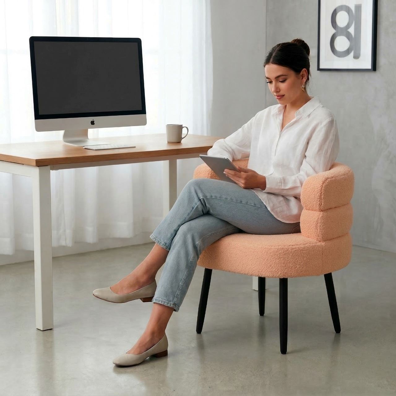 Silla Butaca Buckingham Nordic Ram Beige Crema