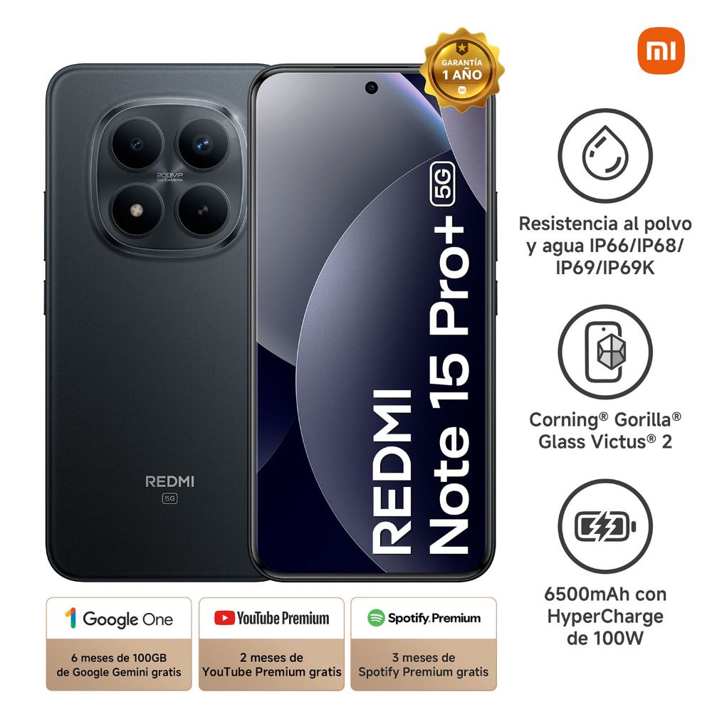 CELULAR XIAOMI REDMI NOTE 15 PRO+ 5G 12GB RAM 512GB ROM COLOR NEGRO