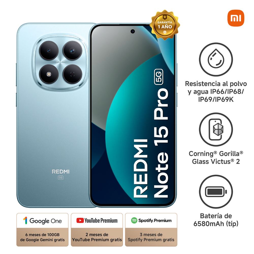 CELULAR XIAOMI REDMI NOTE 15 PRO 5G 8GB RAM 512GB ROM COLOR GLACIER BLUE