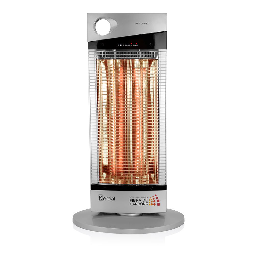 Estufa Eléctrica Fibra de Carbono KENDAL 1000W Oscilante Calefactor Silver