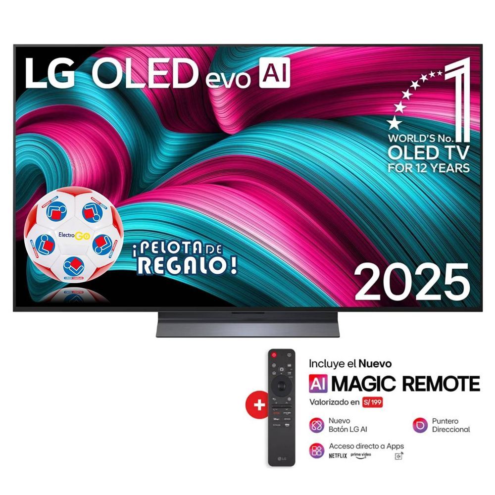TELEVISOR LG 55” OLED EVO 4K CON THINQ AI OLED55C5PSA 2025 + PELOTA DE REGALO