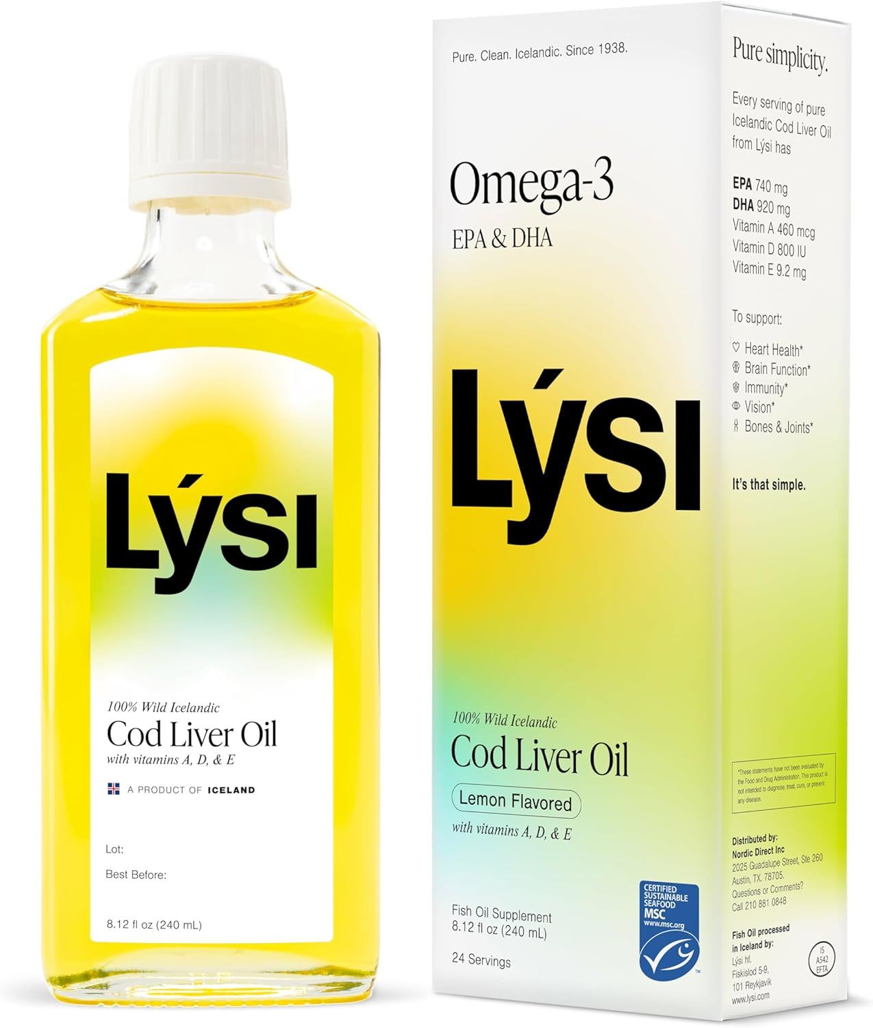 Lýsi Omega-3 Cod Liver Oil Lemon – Aceite de Hígado de Bacalao 240 ml
