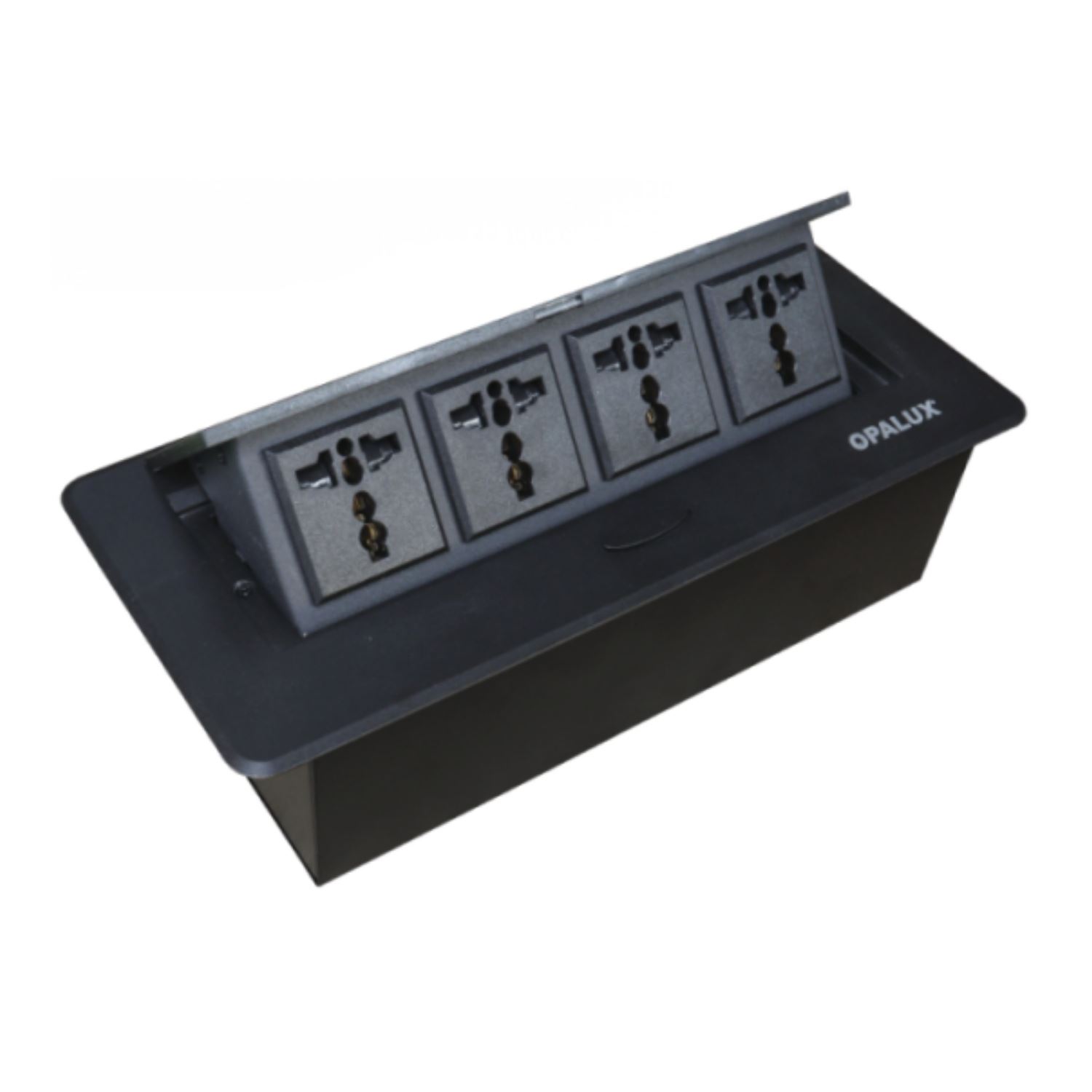Tomacorriente para mueble 4 tomas color Negro Opalux