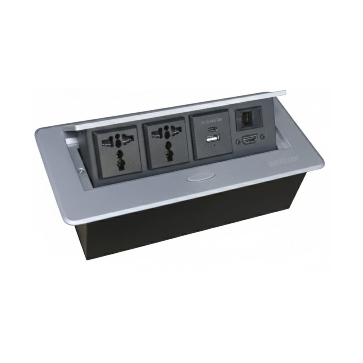 Tomacorriente para mueble 2 tomas HDMI RJ45 USB Opalux