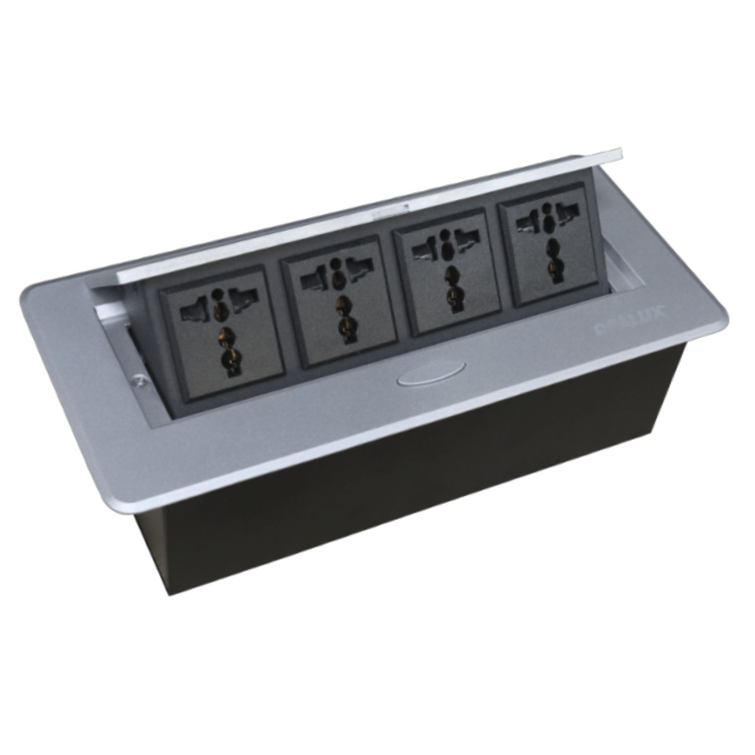 Tomacorriente para mueble 4 tomas color Plateado Opalux