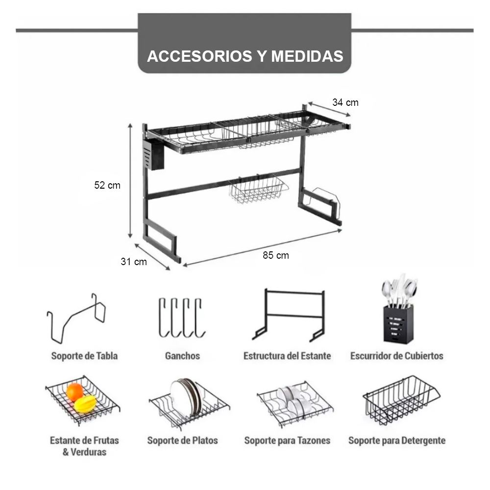 GENERICO Organizador Cocina Multiuso Platos Ollas 8 Niveles Ajustable