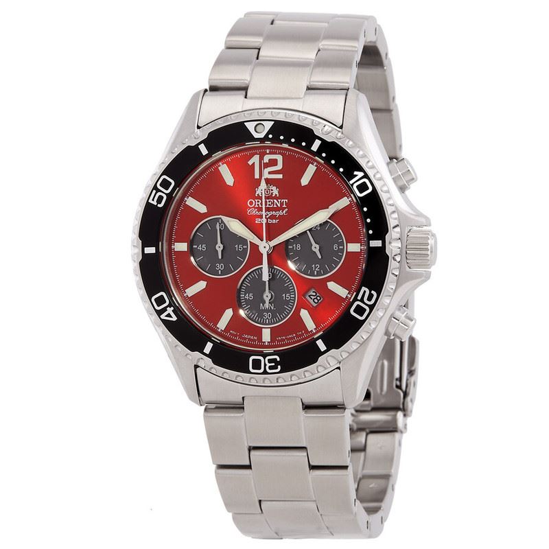 Orient Sport Solar Cronógrafo Esfera Roja Acero Inoxidable Diver RA-TX0207R
