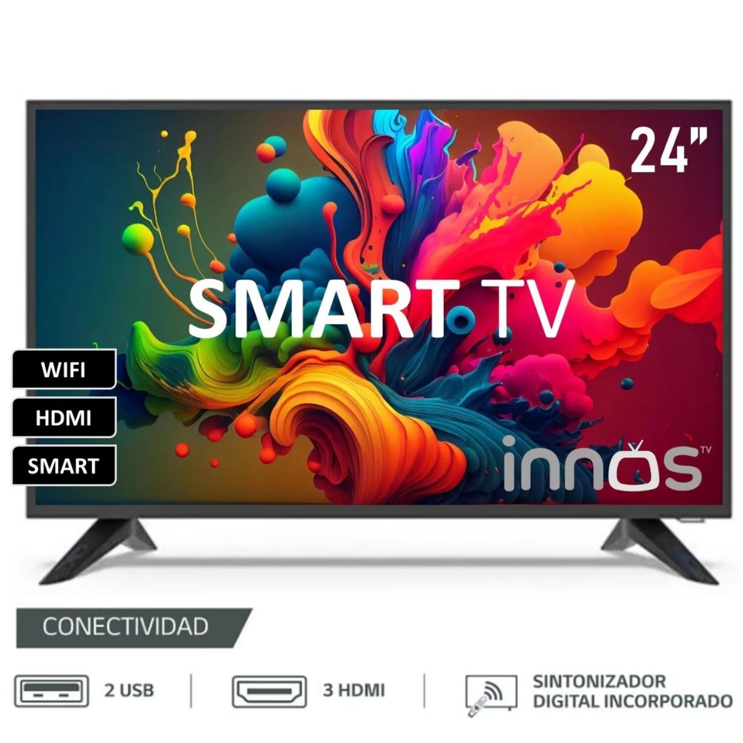 Televisor INNOS S2401KU 24” HD Smart Conex LAM Wiffi 2.4 GHz