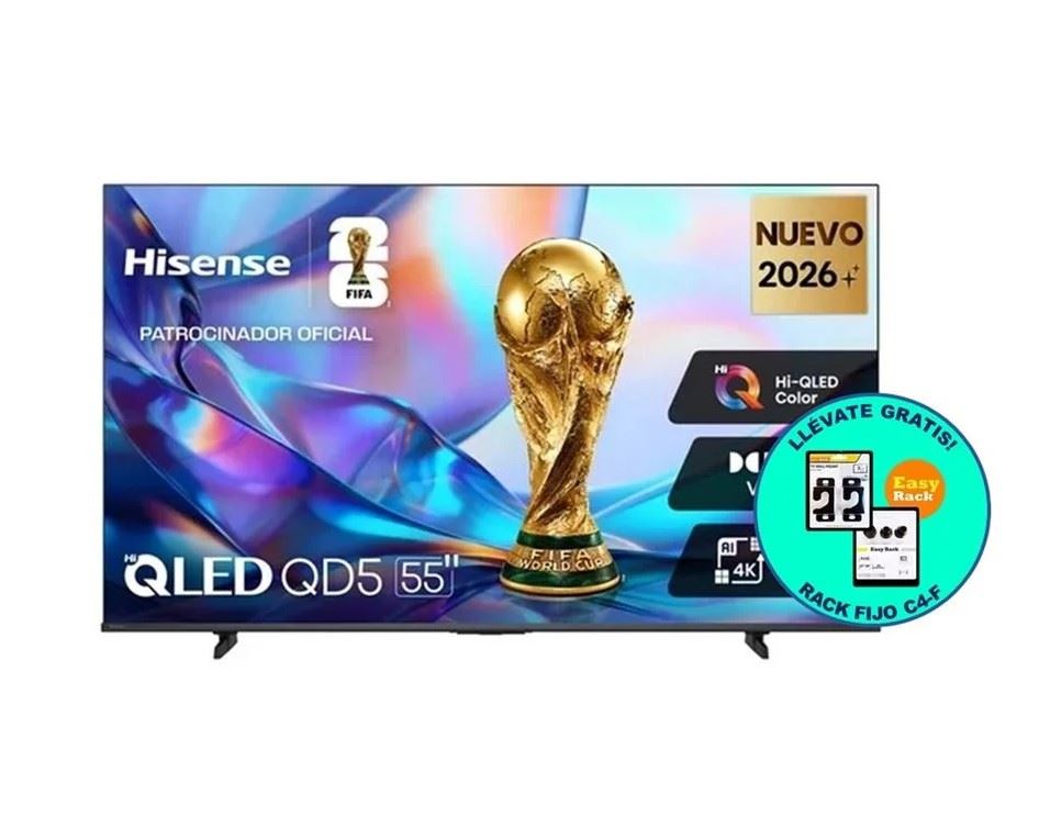 TELEVISOR HISENSE SMART TV 55" QLED 4K UHD 55QD5SV + RACK FIJO C4-F GRATIS