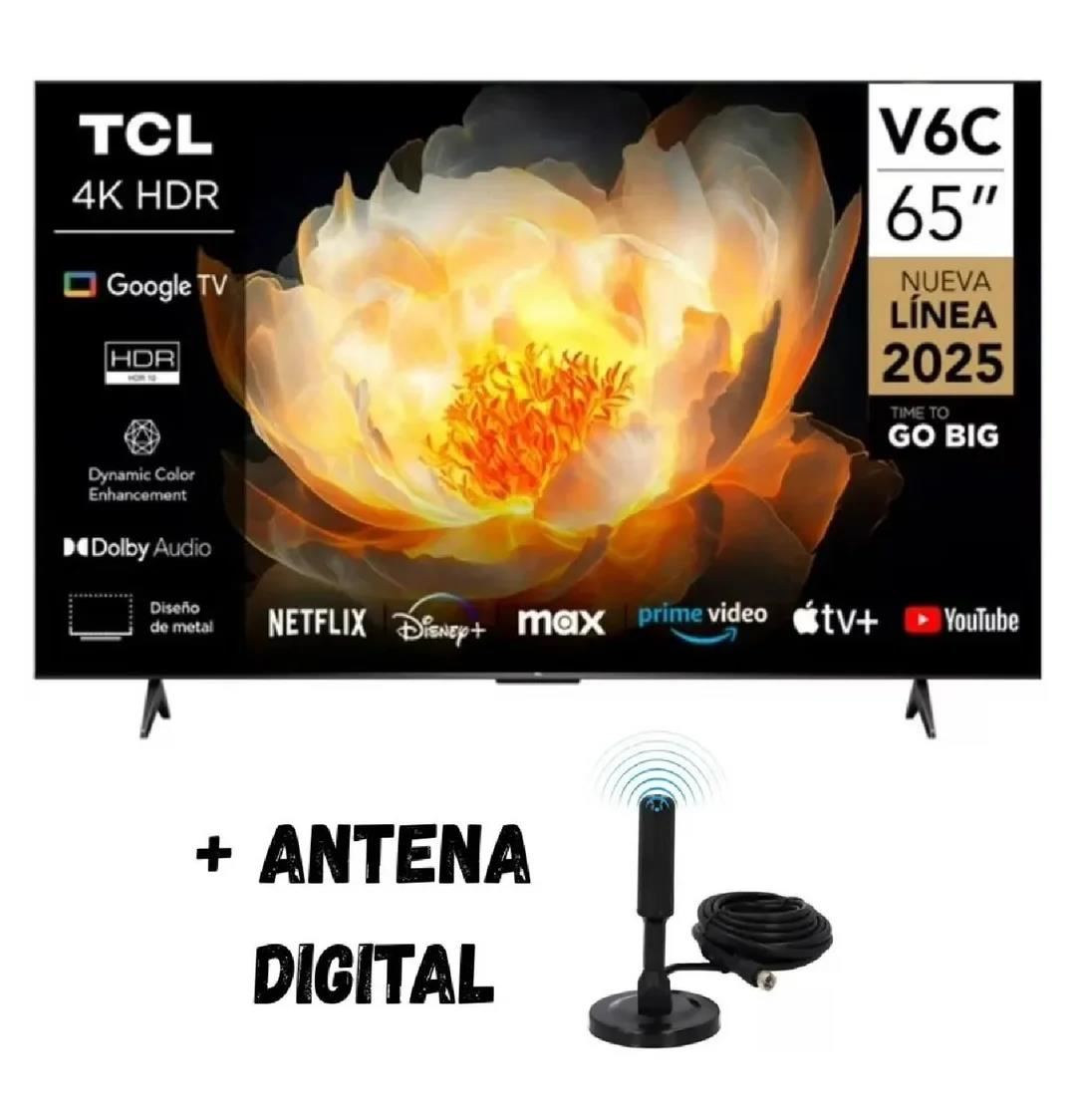Televisor TCL 65” UHD 4K Google TV Smart TV 65V6C (2025) + Antena Digital
