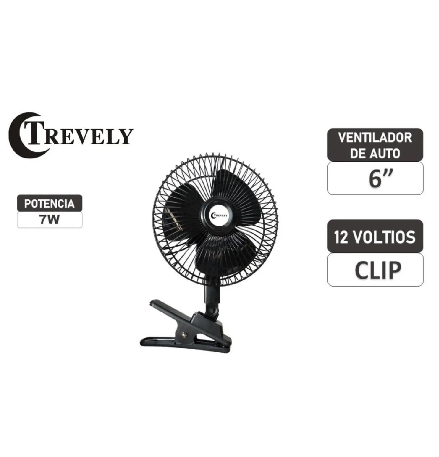 Ventilador para Auto 6" CT-600 TREVELY 12 Voltios - Negro