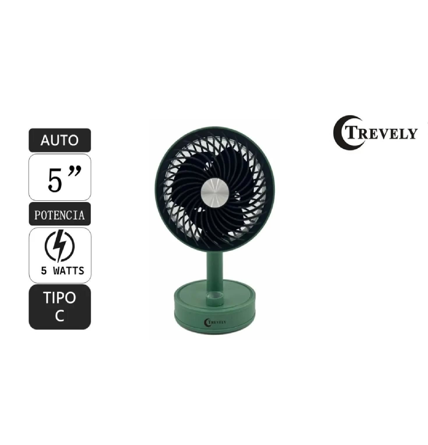 Ventilador Portátil Recargable 5" TREVELY VT-05 5W - (Color al azar)