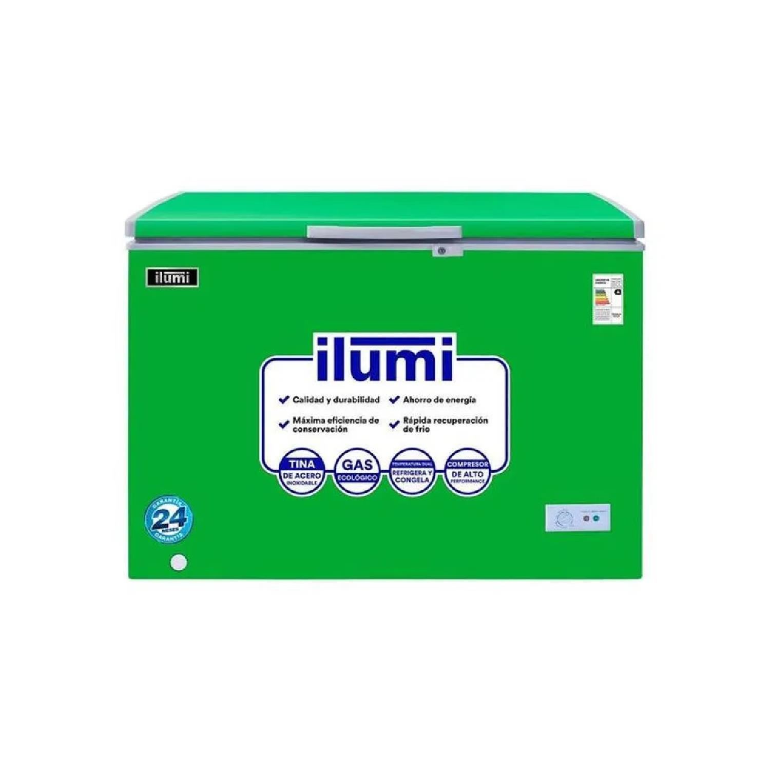 Congelador Ilumi 340L con Tina de Acero Inoxidable TFI-3400GR – Verde