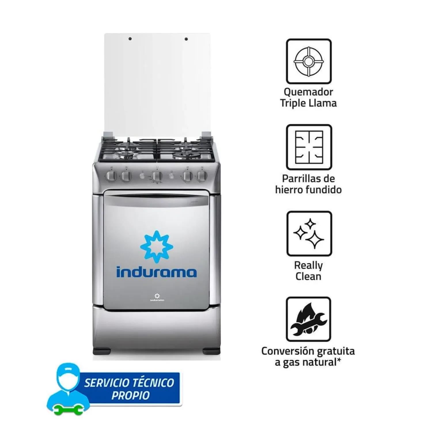 Cocina a Gas Indurama 4 Hornillas Granada Zafiro - Croma
