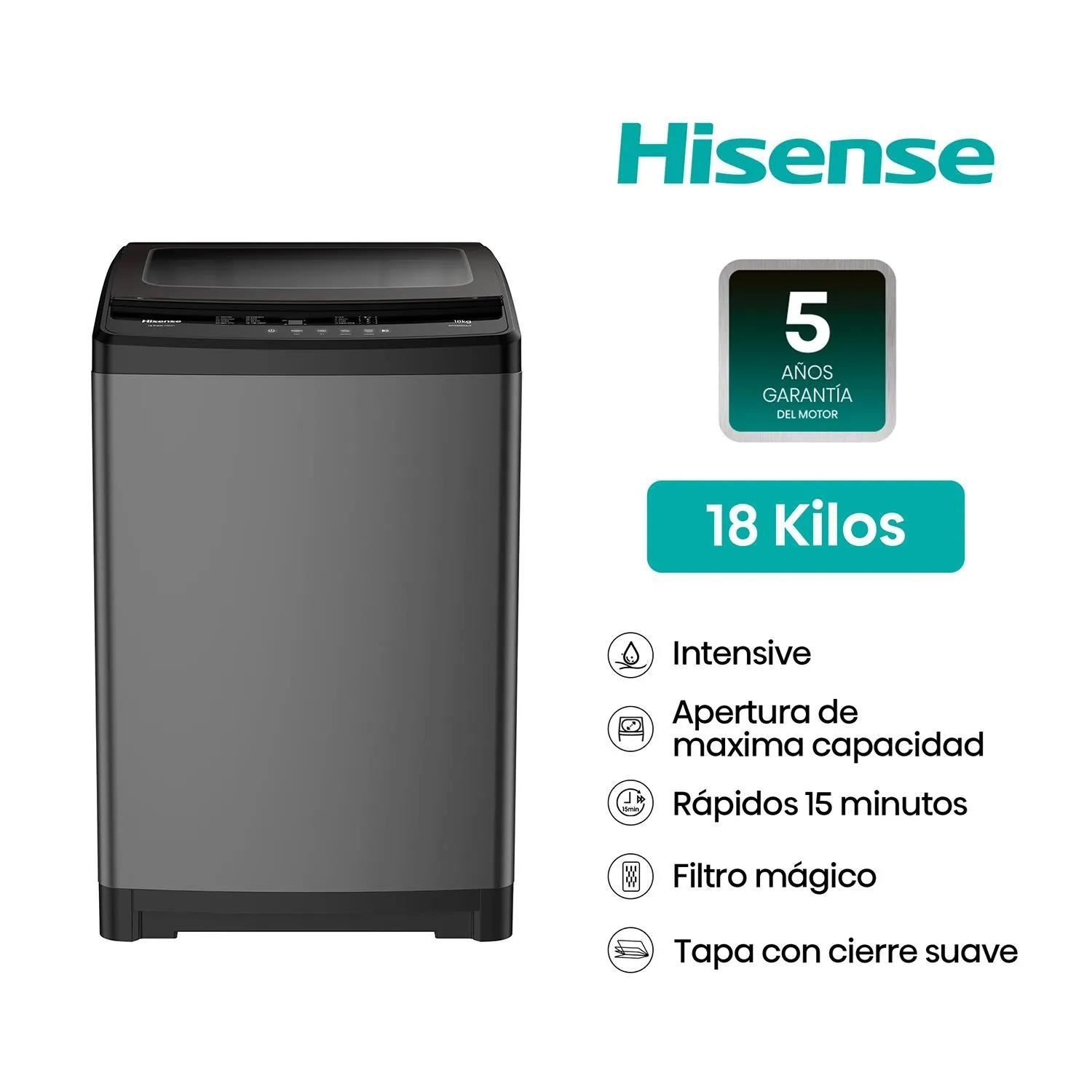 Lavadora Hisense 18 kg Carga Superior WT3W1823UT - Gris