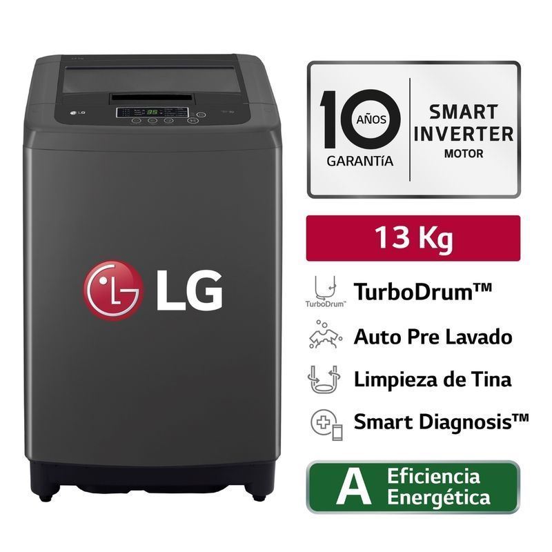 Lavadora LG 13 kg Smart Motion Carga Superior WT13BPBK - Negro Claro
