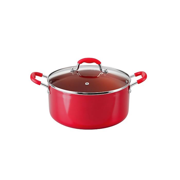 Olla Oster OS-16729 de Aluminio con Tapa de Vidrio Templado 30 cm Rojo