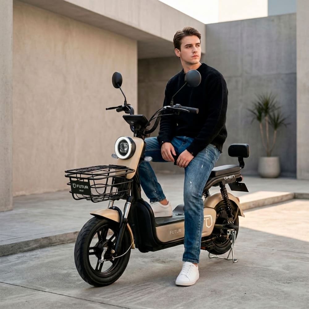 Bicimoto Eléctrica OXEN de Litio, 25kmh, 35km, 350W Greige