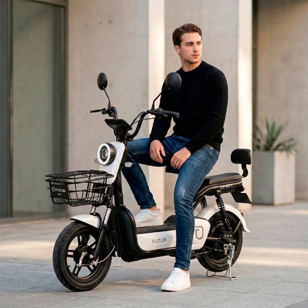 Bicimoto Eléctrica OXEN de Litio, 25kmh, 35km, 350W Blanco