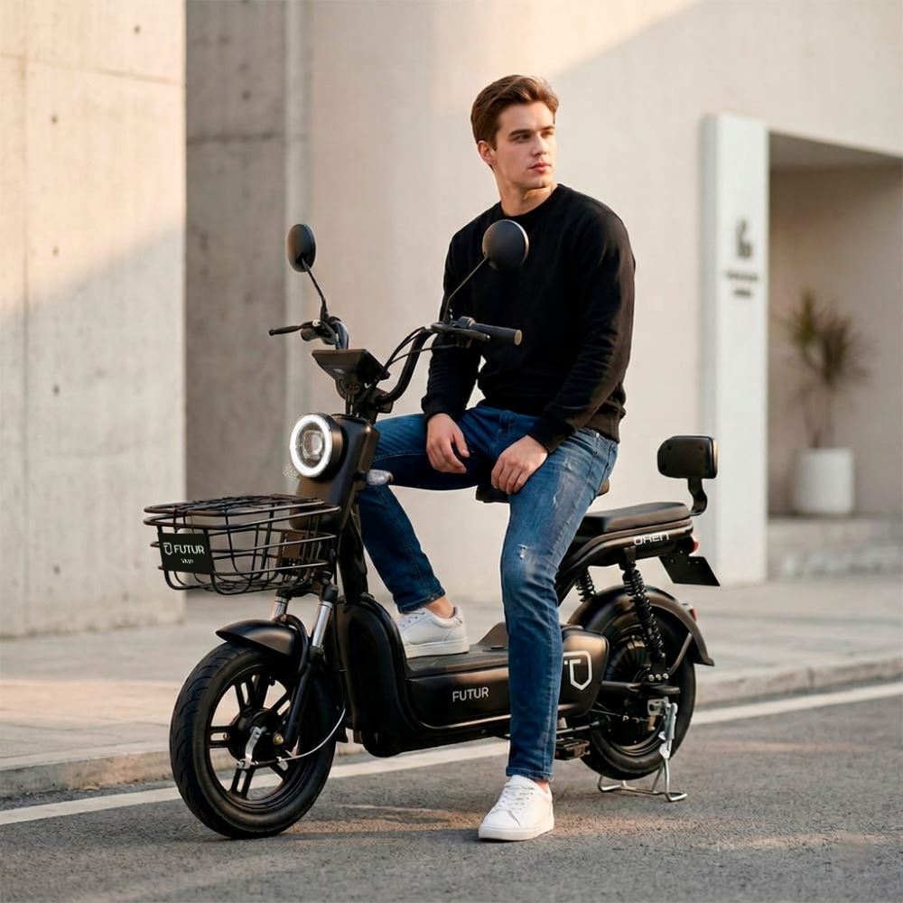 Bicimoto Eléctrica OXEN de Litio, 25kmh, 35km, 350W Negro