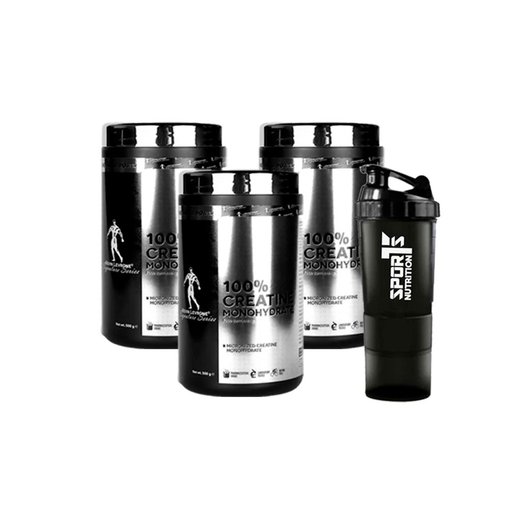 Pack 03 Creatina Monohidratada Kevin Levrone 500gr + SmartShaker