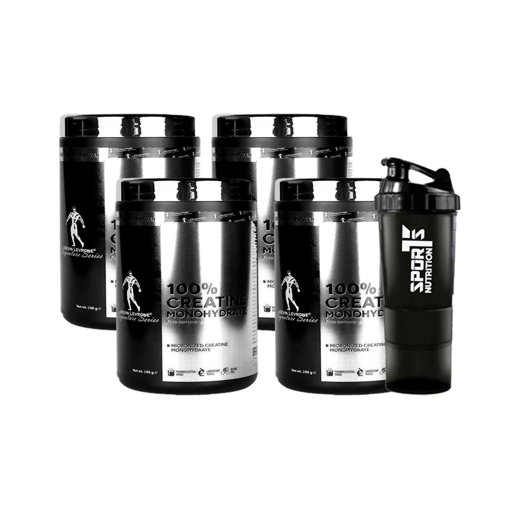 Pack 04 Creatina Monohidratada Kevin Levrone 500gr + SmartShaker