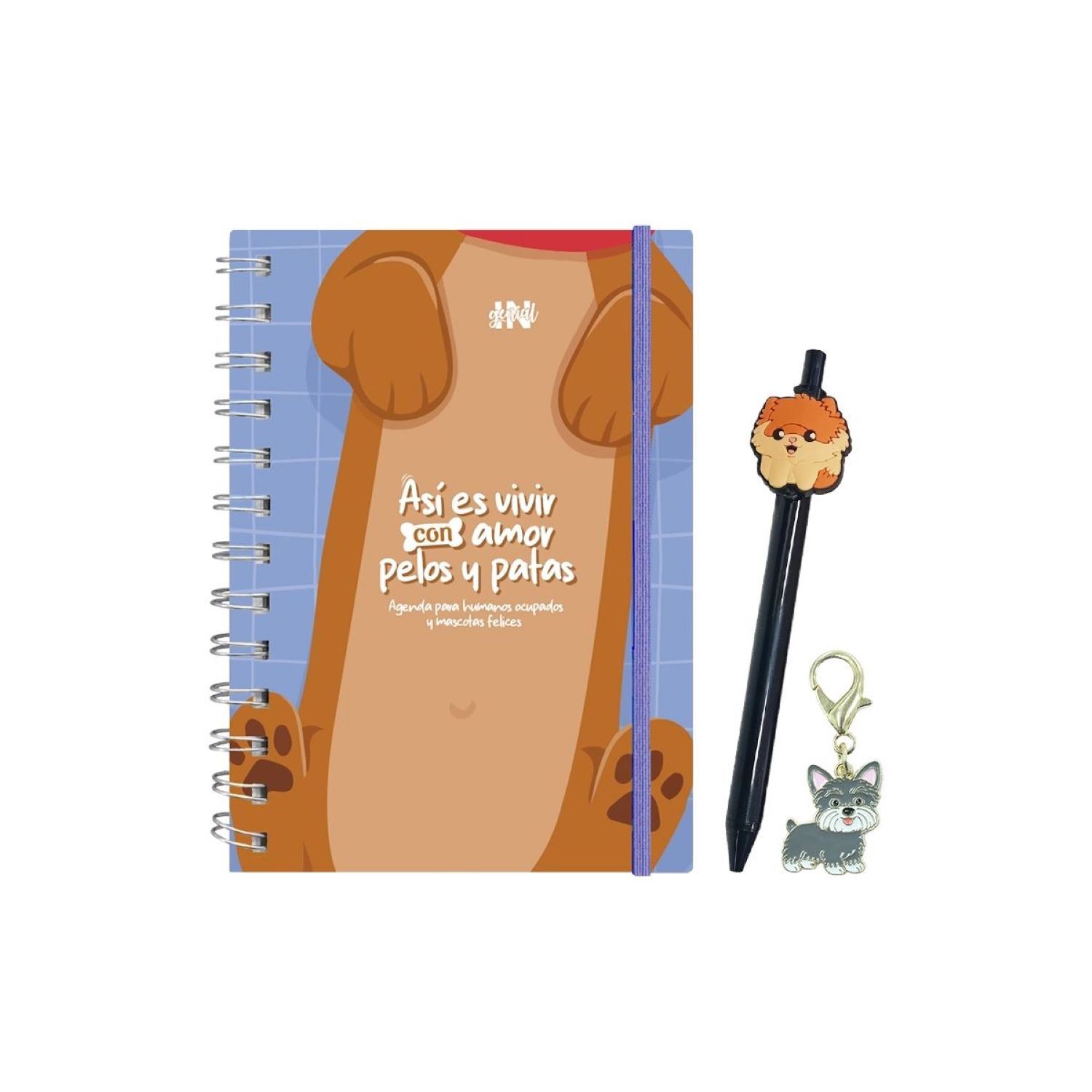 Pack Dog lover: agenda para dueños de mascotas, lapicero y llavero