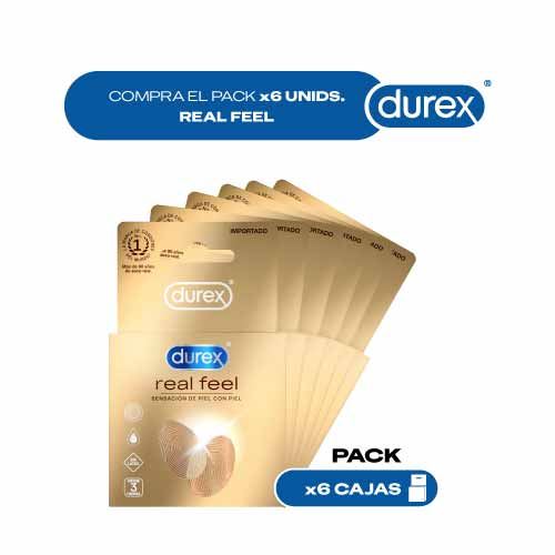 Pack x6 cajas Durex Real Feel
