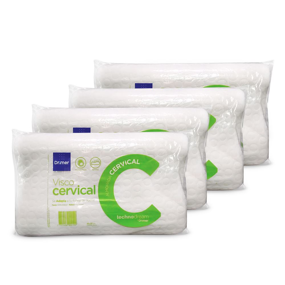 Pack X4 Almohada Visco Cervical 50x30cm.