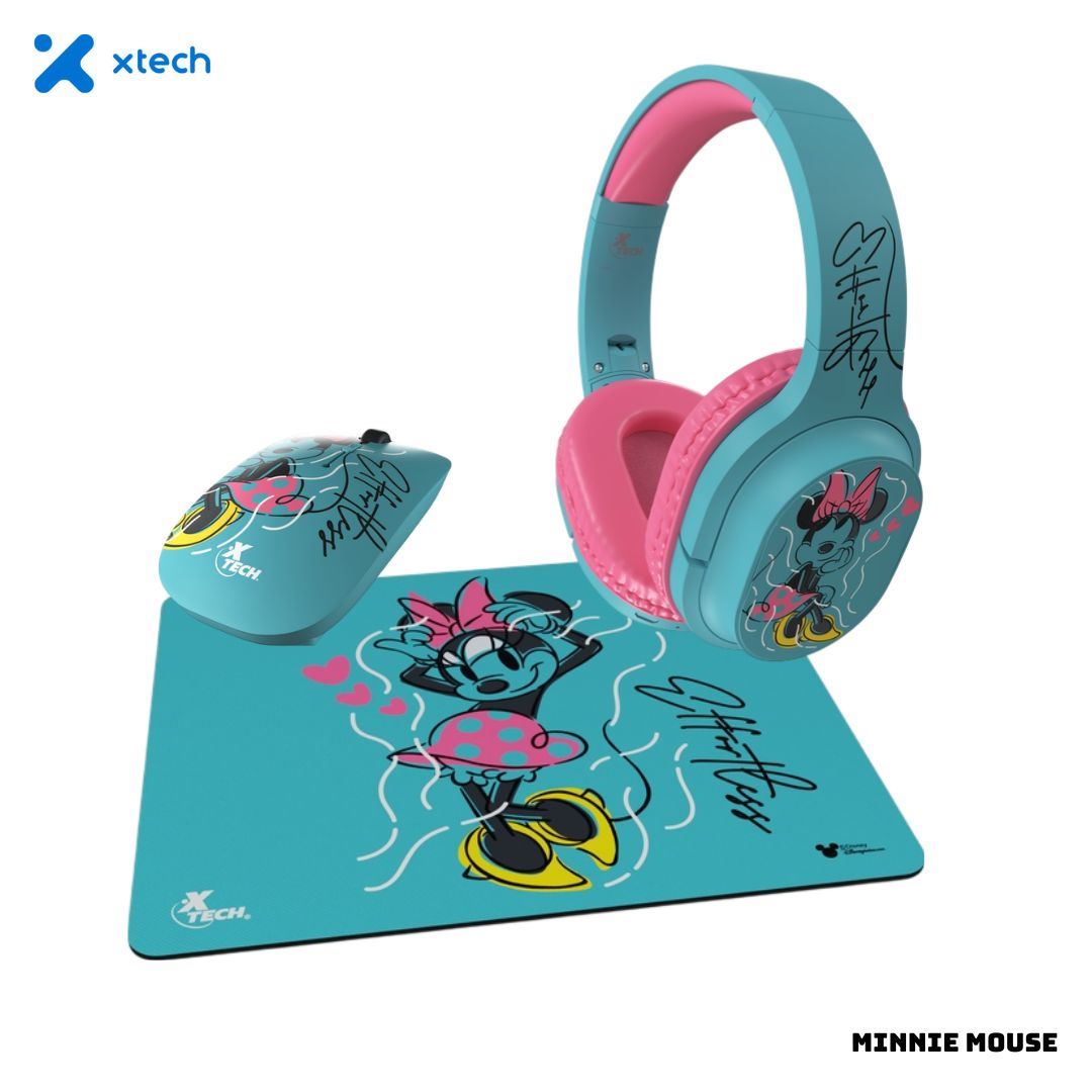 PACK XTECH MINNIE AUDIFONOS + MOUSE + MOUSEPAD
