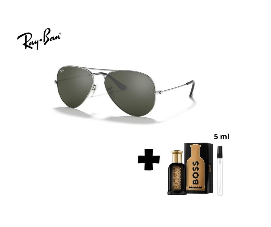 PACK DUO Lentes RayBan Aviator RB3025 gris + Decants Perfume Hugo Boss Elixir Intense EDP 5ml