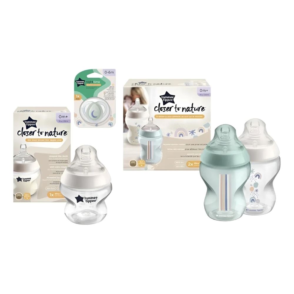 Set De Regalo Recién Nacido Tomme Tippee 3 Biberones + Chupón
