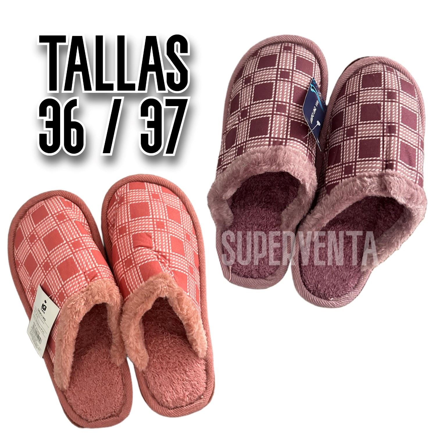 SuperVenta - Pantuflas para Invierno Apeluchadas para Dama Talla 36 / 37 |  Juntoz