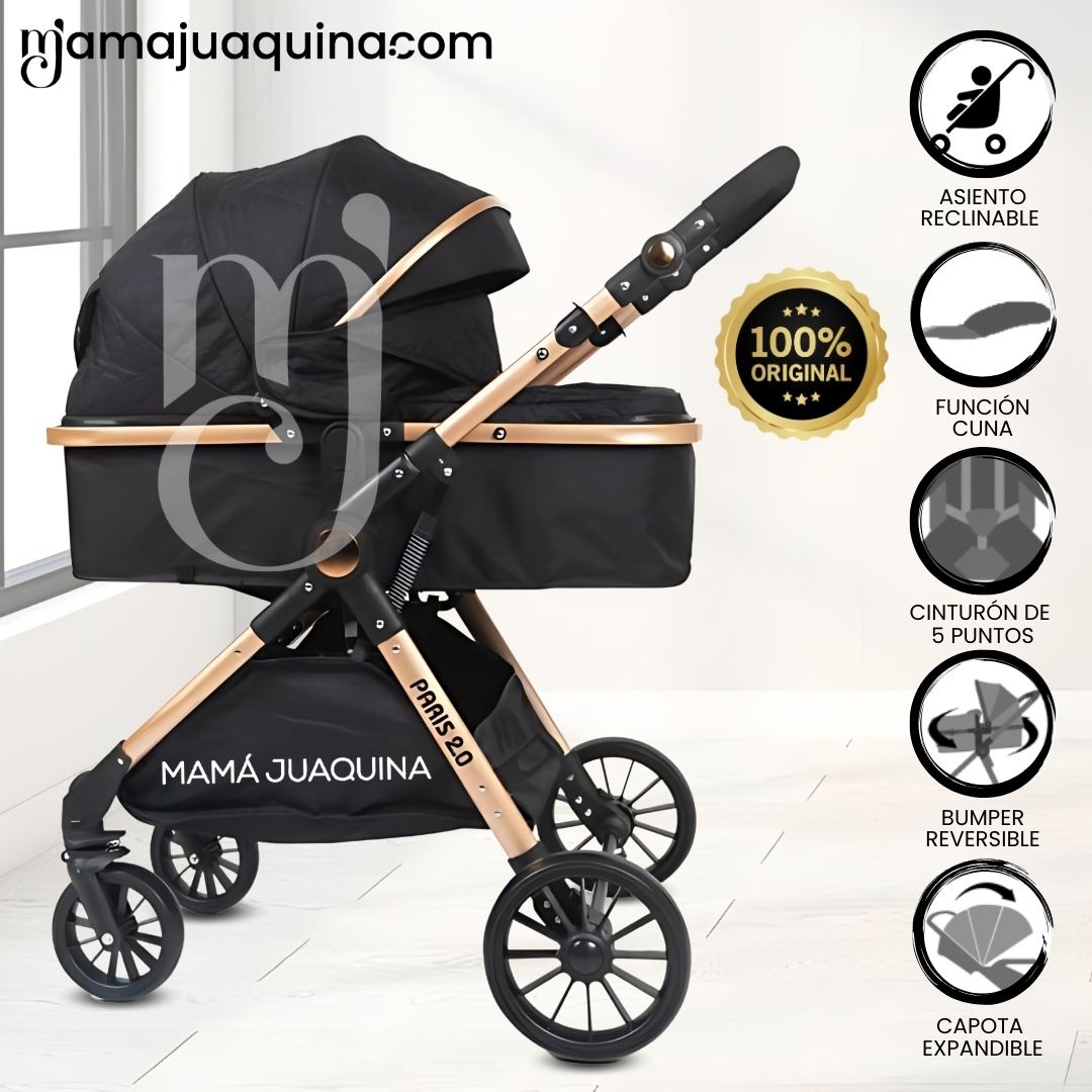 Coche Moisés de Lujo «PARIS NEW» Edición Limitada Black