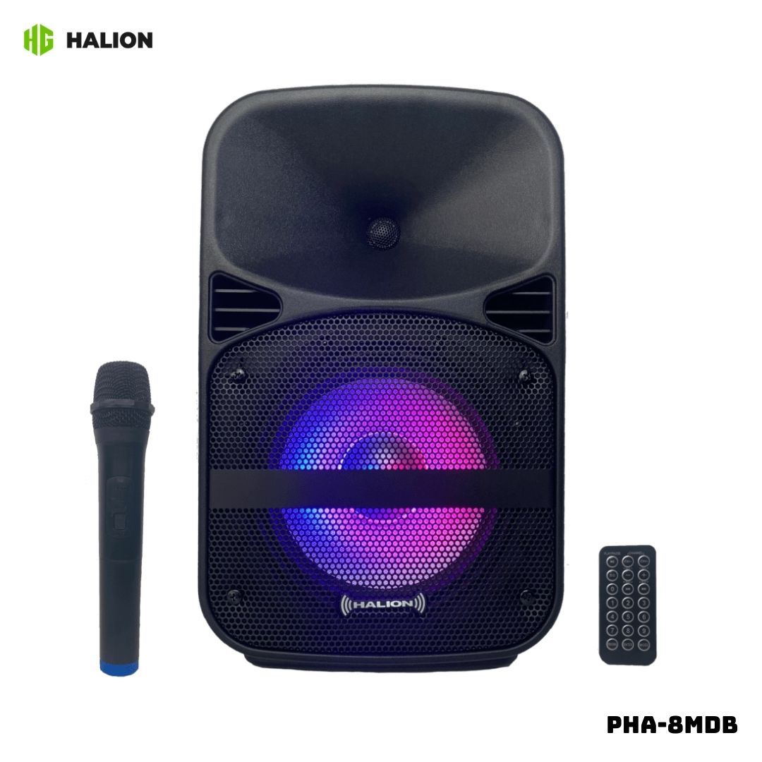 PARLANTE ACTIVO HALION 300W 1 MICROFONO BATERIA - PHA-8MDB