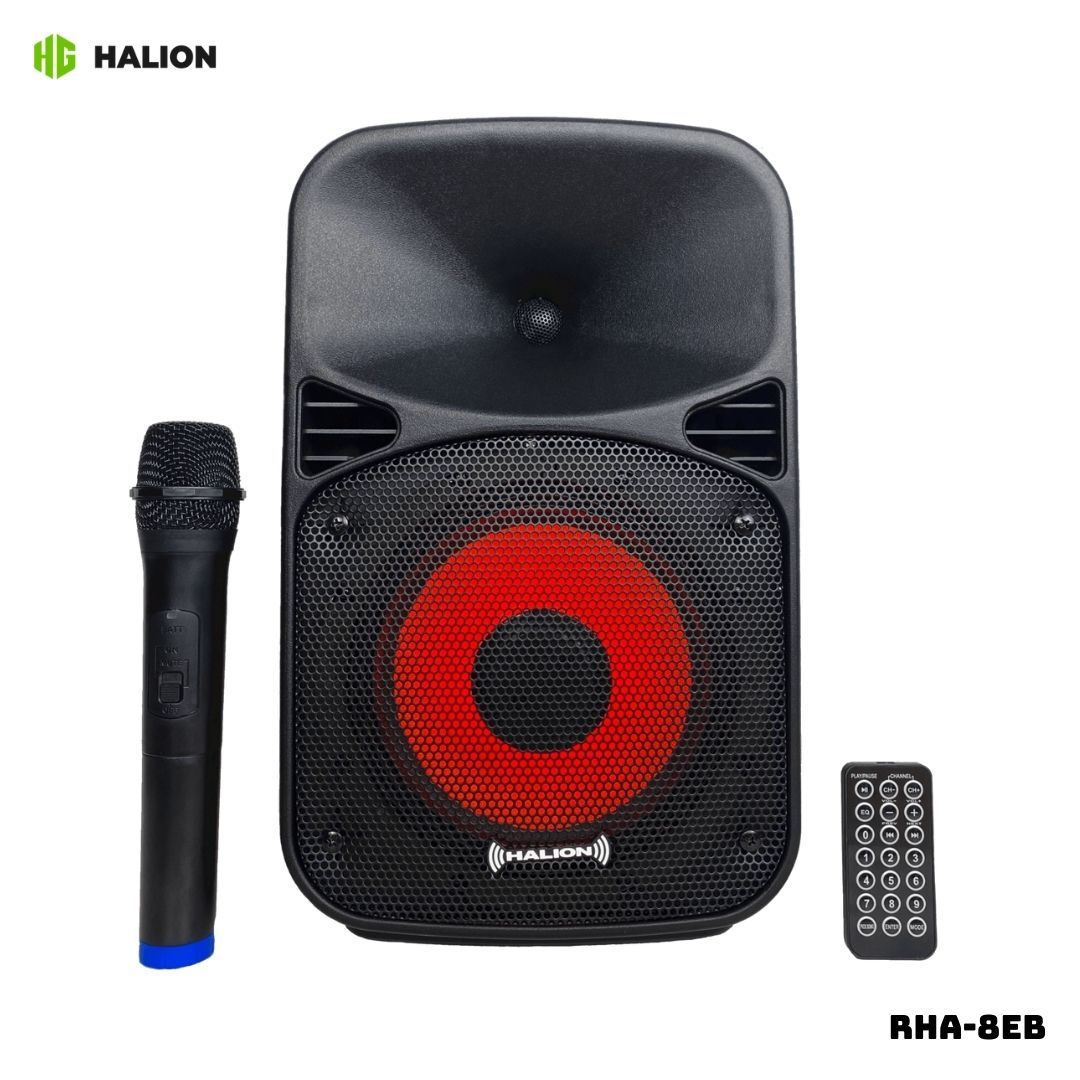 PARLANTE ACTIVO HALION 300W 1 MICROFONO BATERIA - RHA-8EB