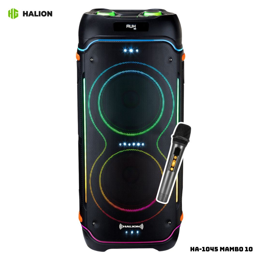 PARLANTE HALION CON BATERIA 120W RMS 1 MICROFONO - HA-1045 MAMBO 10