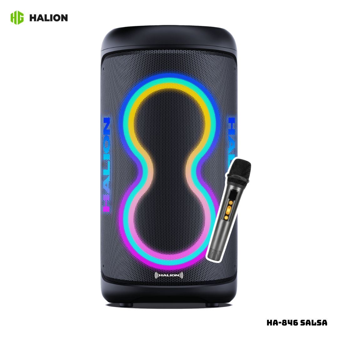 PARLANTE HALION CON BATERIA 80W RMS 1 MICROFONO - HA-846 SALSA