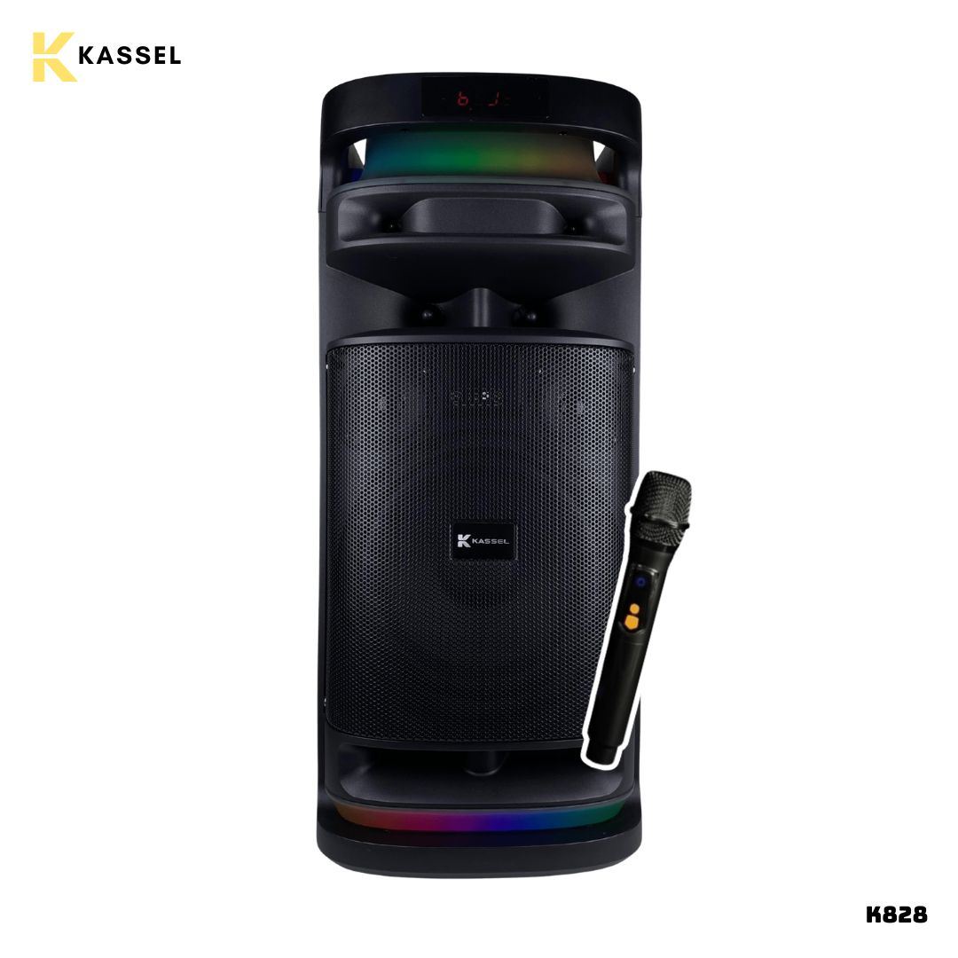 PARLANTE KASSEL CON BATERIA 60W RMS 1 MICROFONO - K828