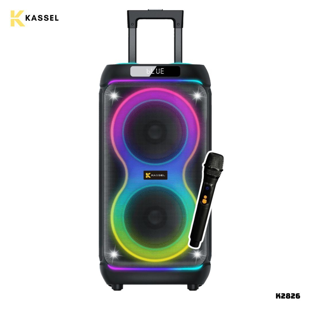 PARLANTE KASSEL CON BATERIA 80W RMS 1 MICROFONO - K2826