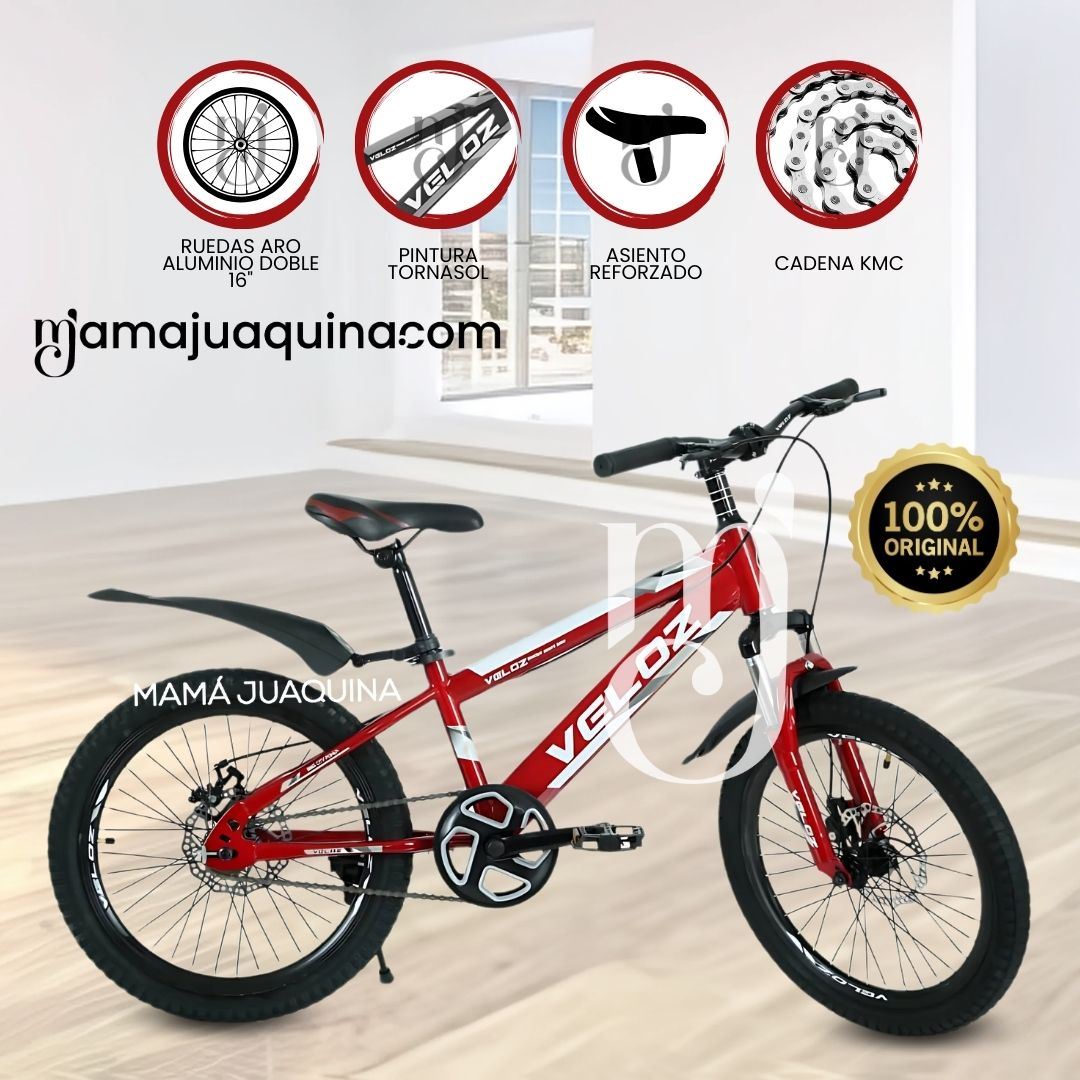 Bicicleta Para Niño Aro 16 «PALMEIRA SMOL » Rojo Claro