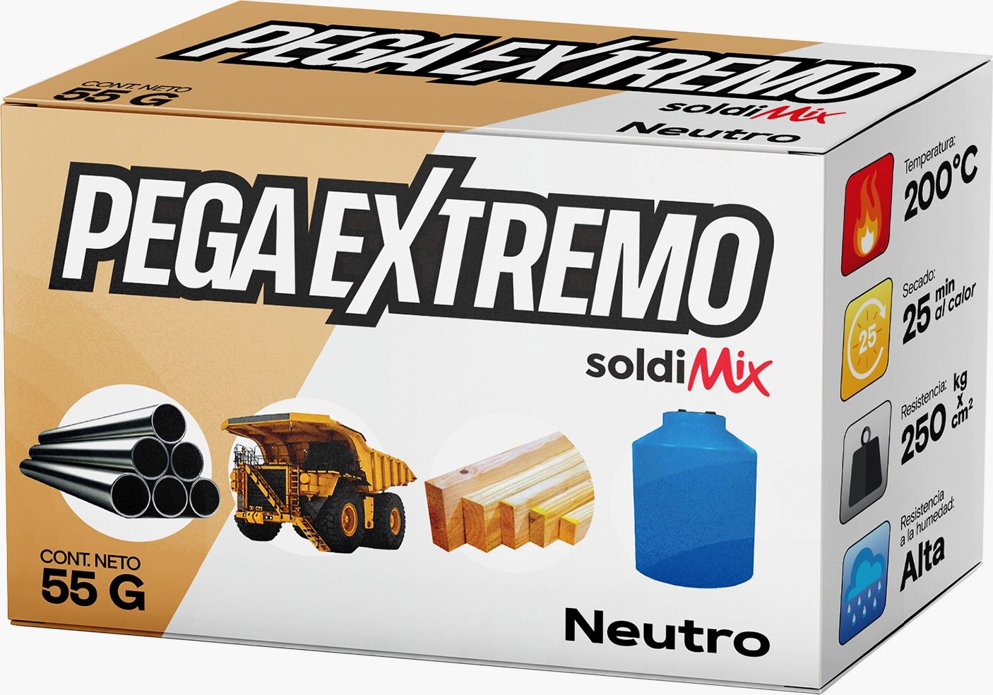 Soldadura Industrial en Frio Pega Extremo x 55gr Soldimix  - Neutro
