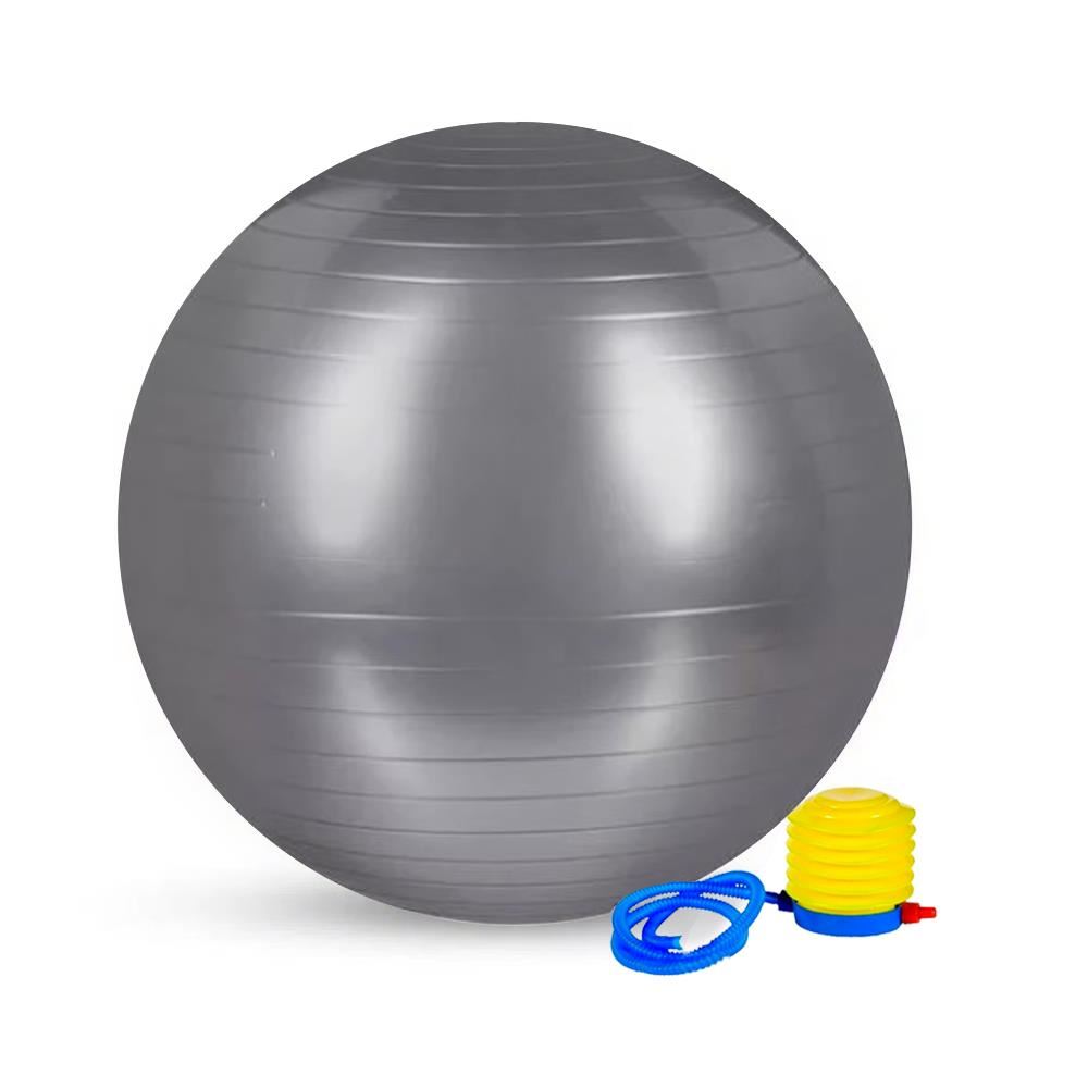 PELOTA PILATES YOGA 65CM PLATEADA PLOMO