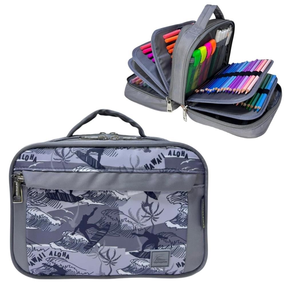 Cartuchera Organizadora Pencil Kengar - Plomo Plata Estampado